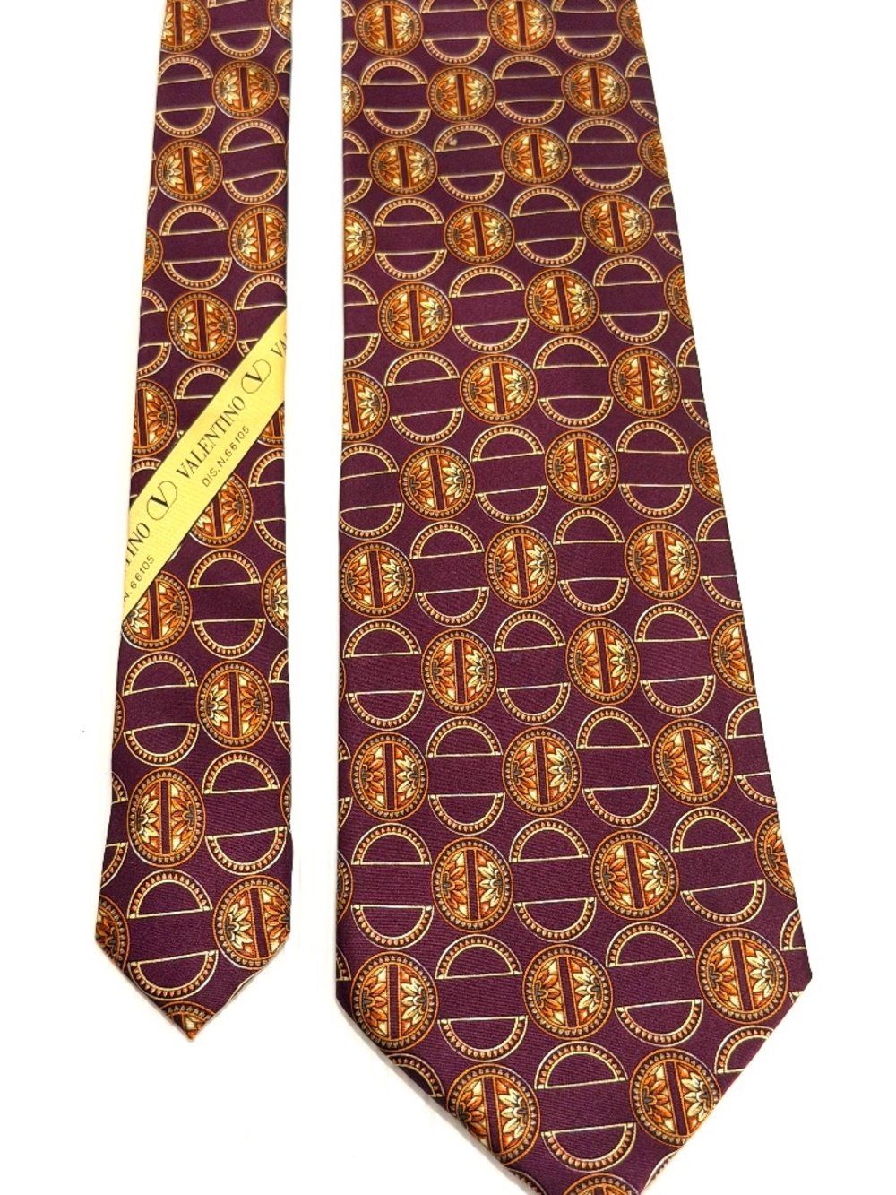 Vintage Valentino Burgundy Geometric Silk Tie - Made in Italy